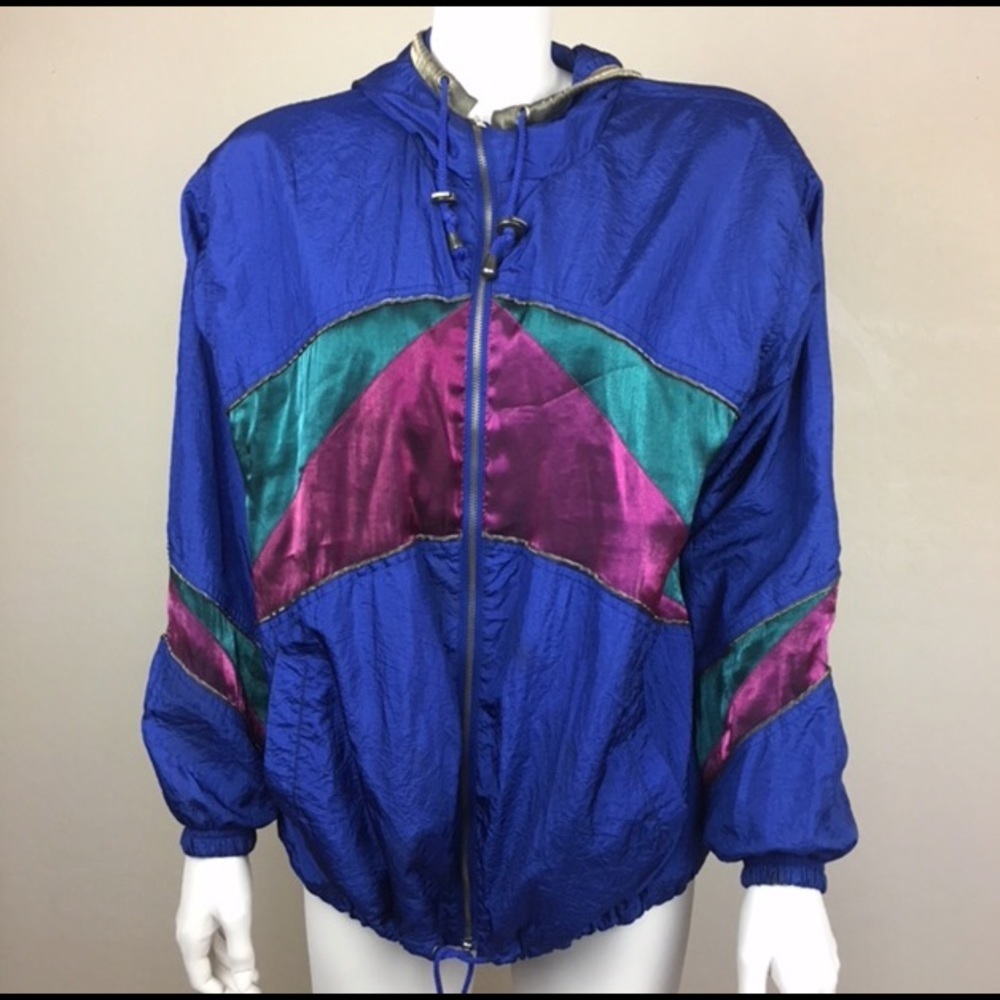 Vintage 80s Active Club‎ Color Block Windbreaker